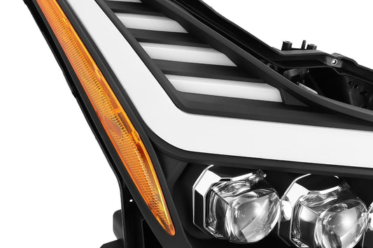 AlphaRex 08-13 Infiniti G37 Coupe SD NOVA LED Proj Headlights Plank Gloss Blk w/Activ Light/Seq Sig