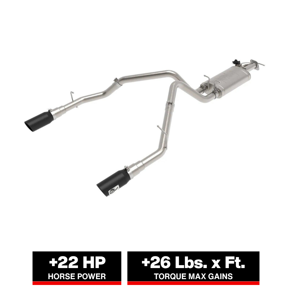 aFe Gemini XV 3in 304 SS Cat-Back Exhaust 19-21 Ram 1500 V8 5.7L Hemi w/ Black Tips