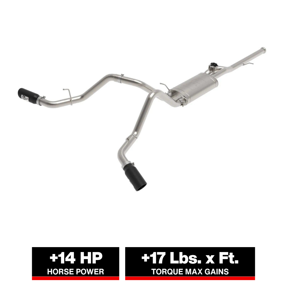 aFe Gemini XV 3in 304 SS Cat-Back Exhaust w/ Cutout 14-19 GM Trucks 4.3L/5.3L w/ Black Tips