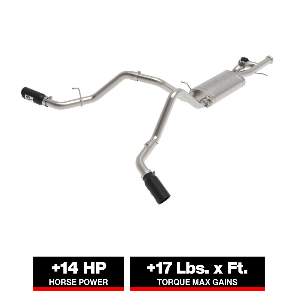 aFe Gemini XV 3in 304 SS Cat-Back Exhaust w/ Cutout 09-18 GM Trucks 4.3L/4.8L/5.3L w/ Black Tips