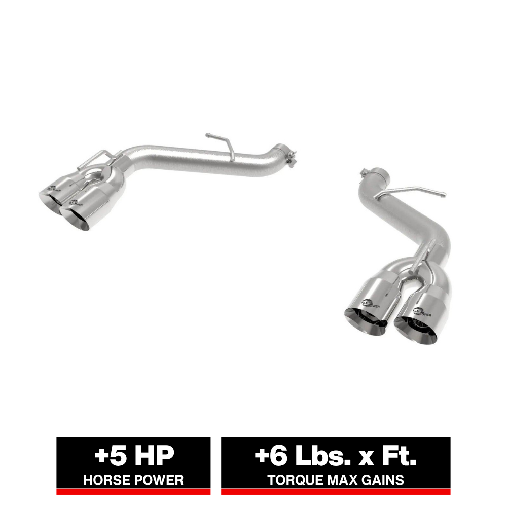 aFe POWER MACH Force-Xp 3in Axle-Back Exhaust 16-20 Chevy Camaro SS V8 6.2L w/o Mufflers - Polished