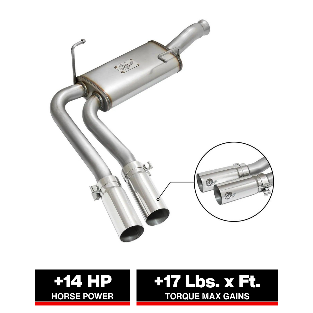 aFe Rebel Series CB Middle-Side Exit SS Exhaust w/ Polished Tips 09-16 GM Silverado/Sierra V6/V8