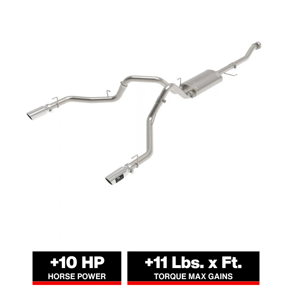 aFe Vulcan 3in 304 SS Cat-Back Exhaust 2021 Ford F-150 V6 2.7L/3.5L (tt)/V8 5.0L w/ Polished Tips