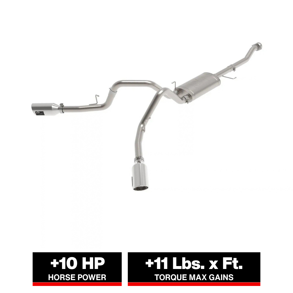 aFe Vulcan 3in 304 SS Cat-Back Exhaust 2021 Ford F-150 V6 2.7L/3.5L (tt)/V8 5.0L w/ Polished Tips