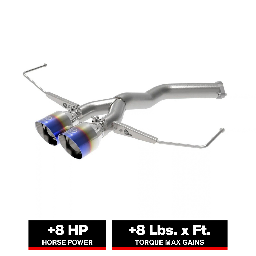 aFe Takeda 3in-2.5in 304 SS Axle-Back Exhaust w/Blue Flame Tip 19-20 Hyundai Veloster I4-1.6L(t)