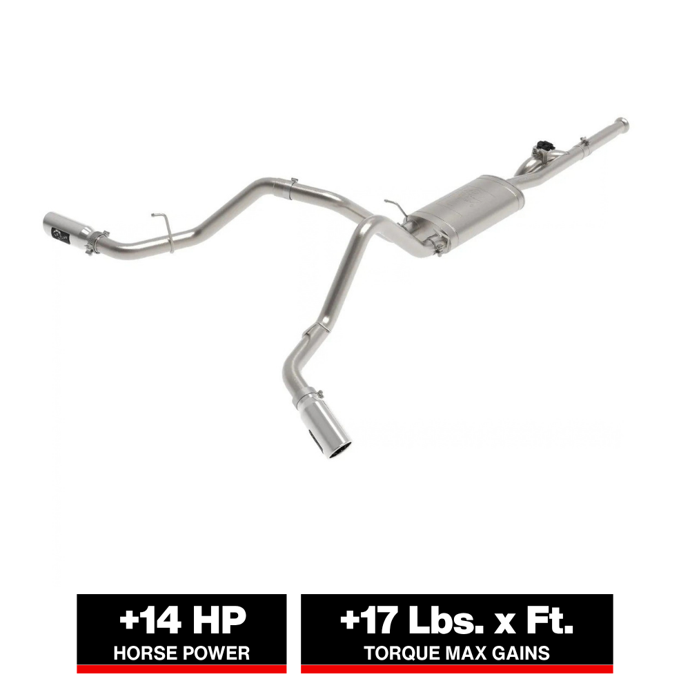 aFe Gemini XV Cat-Back Exhaust System GM Trucks 09-18 V6-4.3/V8-4.8/5.3L- Cut-Out Polished