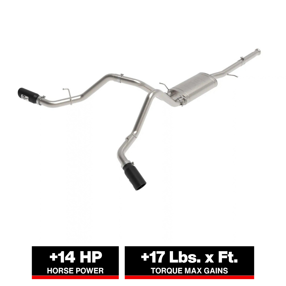 aFe Apollo GT Cat-Back Exhaust GM Trucks 09-18 V6-4.3L/V8-4.8/5.3L-Dual Rear-Side Exit Black Tips