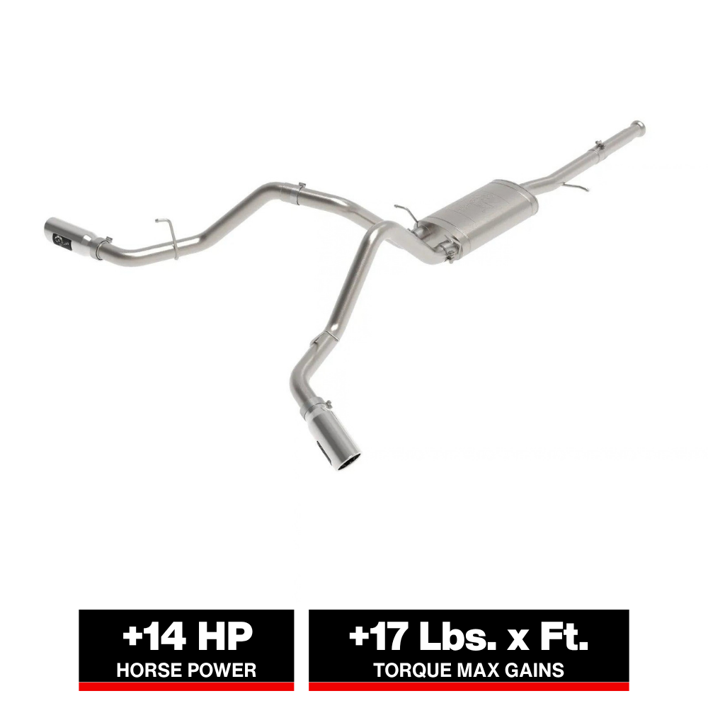 aFe Apollo GT Cat-Back Exhaust GM Trucks 09-18 V6-4.3L/V8-4.8/5.3L-Dual Rear-Side Exit Polish Tips