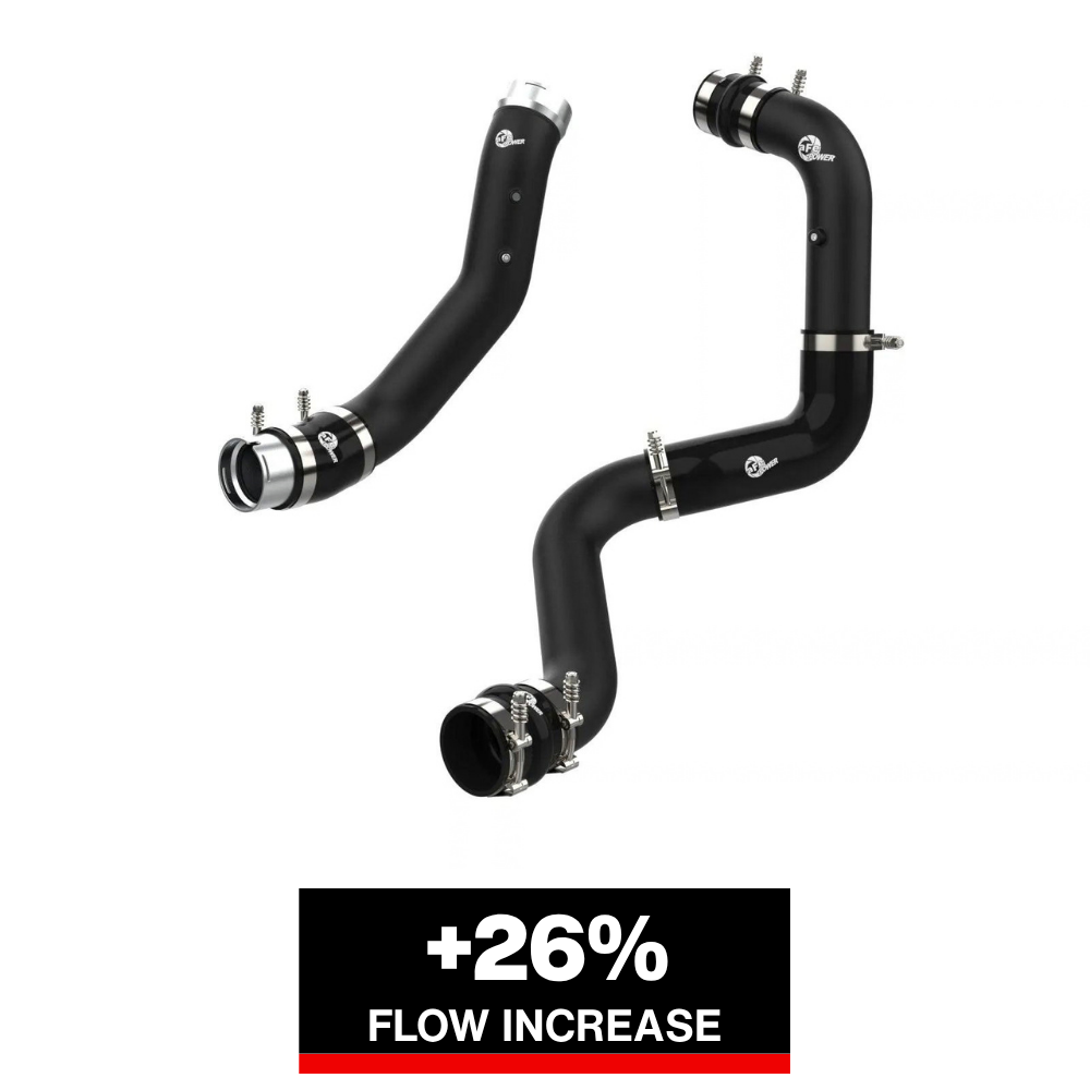 aFe 2024 GM Diesel Trucks V8 6.6L L5P BladeRunner Aluminum 3in Hot & 3.5in Cold Charge Pipe - Black