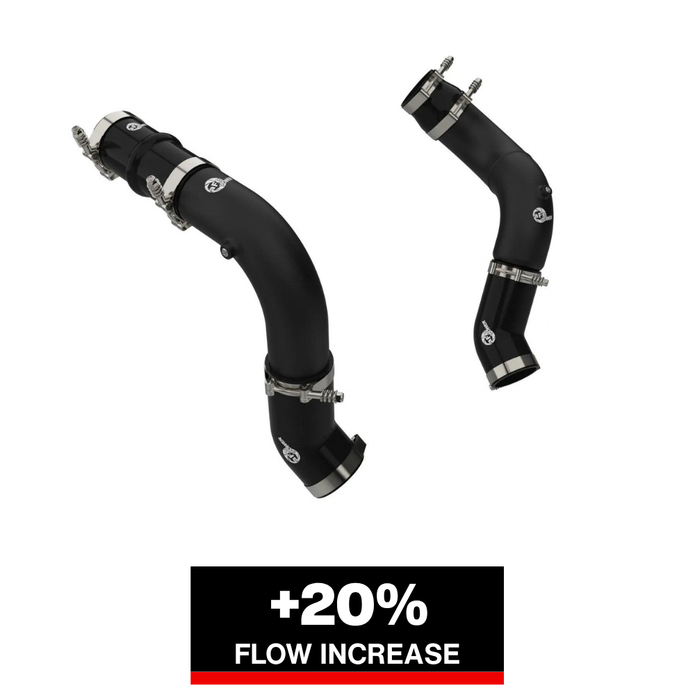 aFe BladeRunner 3in & 3-1/2in AL Hot and Cold Charge Pipe Kit Black RAM Diesel Trucks 25-26 L6-6.7L