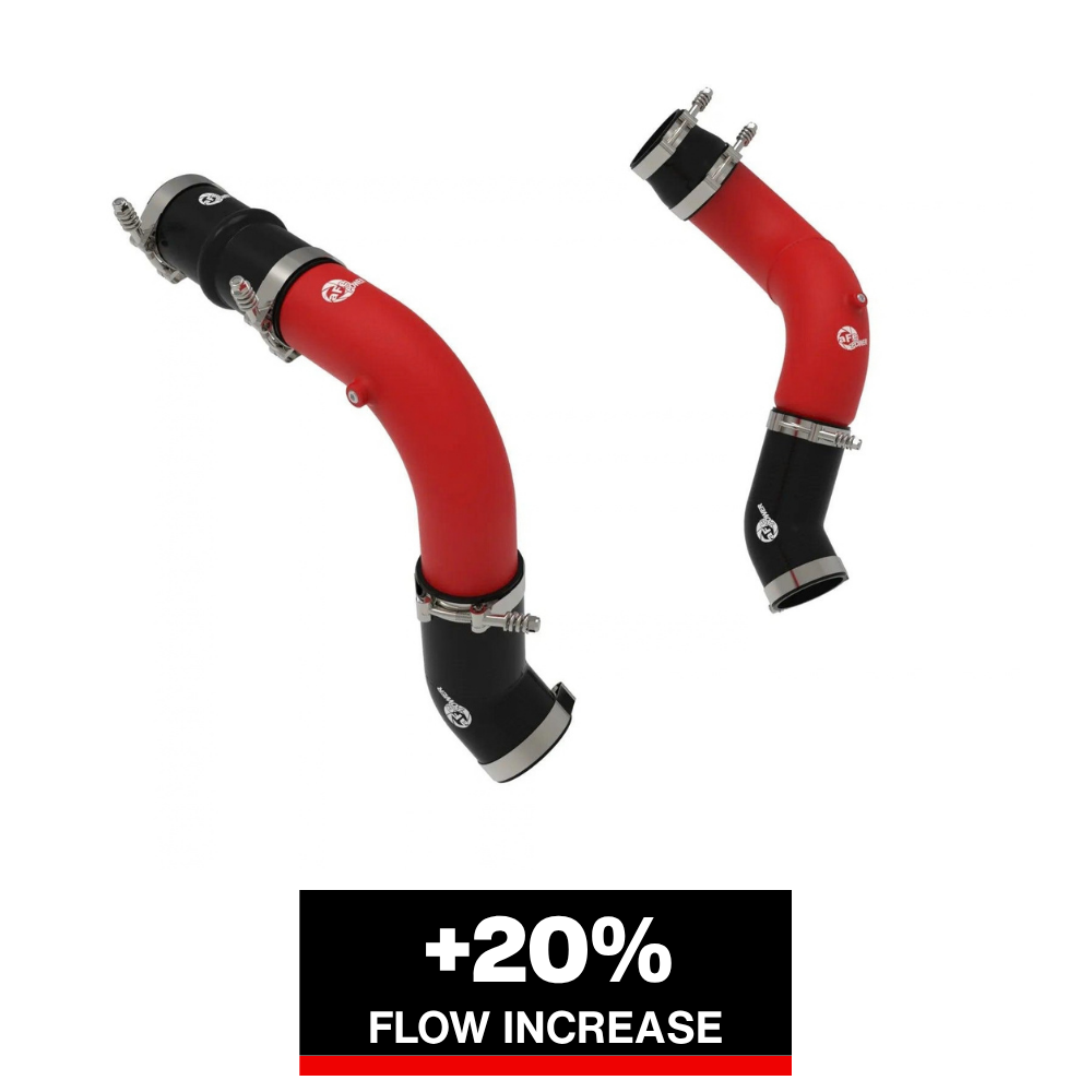 aFe BladeRunner 3in & 3-1/2in AL Hot and Cold Charge Pipe Kit Red RAM Diesel Trucks 25-26 L6-6.7L