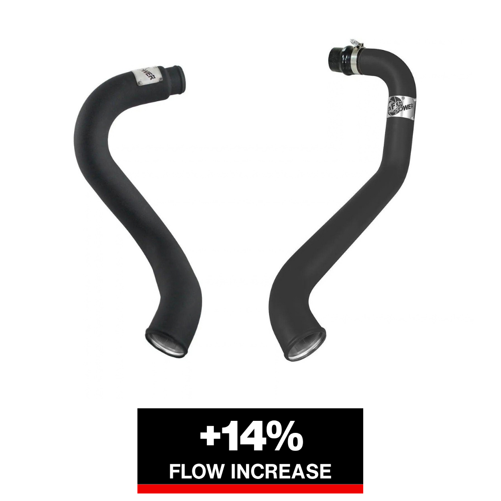 aFe BladeRunner 3in Black Intercooler Hot Cold Side Tubes Combo 02-04 GM Diesel Trucks 6.6L V8 (td)