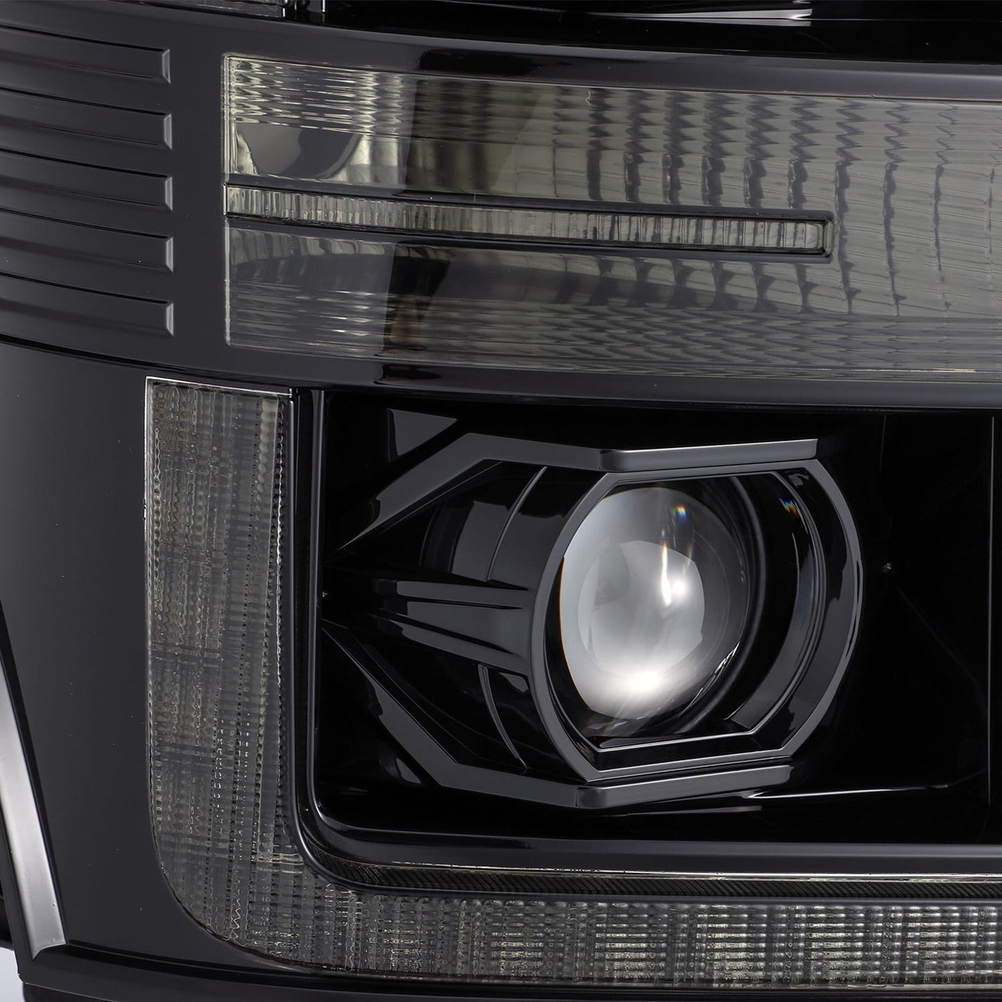 AlphaRex 11-16 Ford F-350 SD LUXX LED Proj Headlights Plank Style Alpha Blk w/Activ Light/Seq Signal