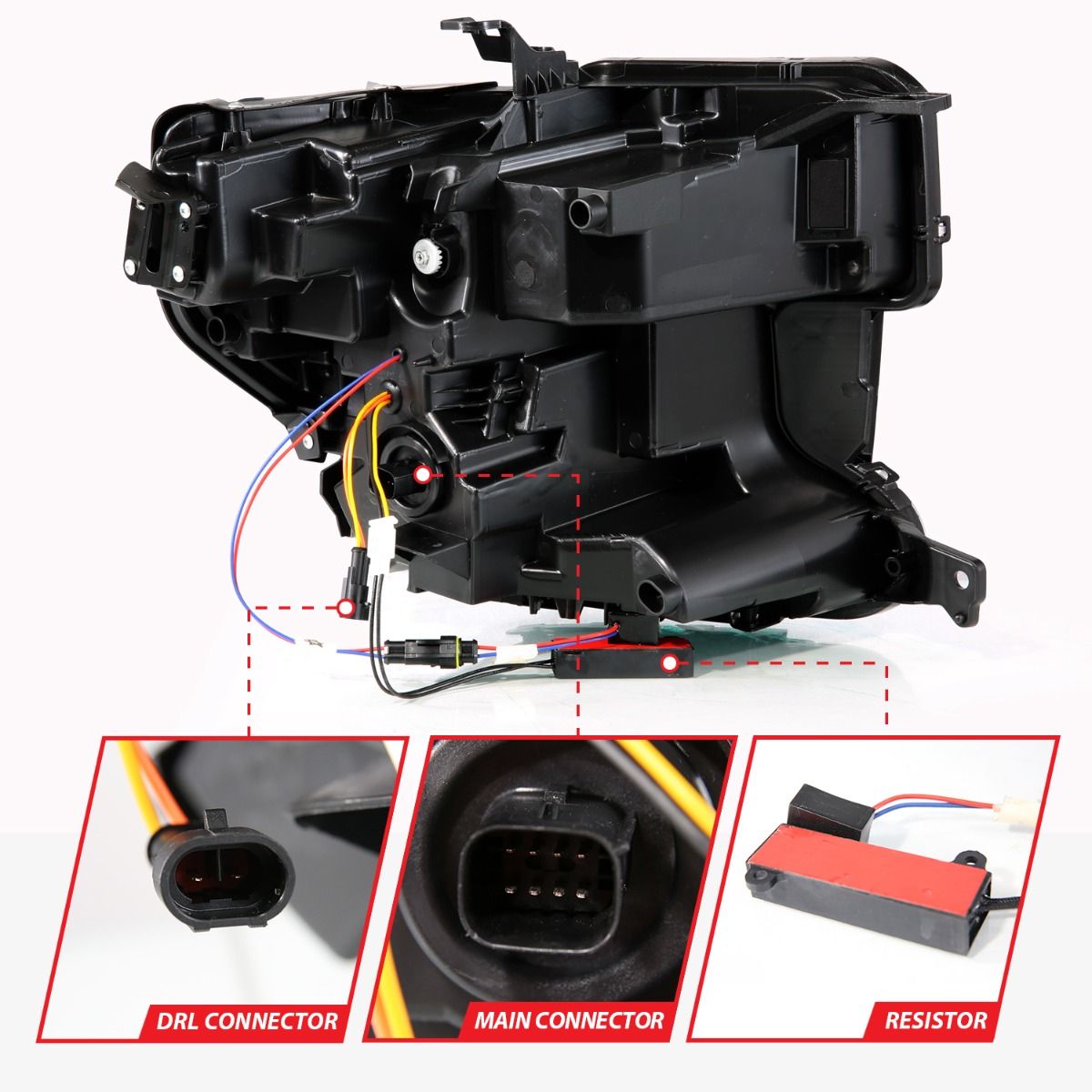 ANZO 19-21 GMC Sierra 1500 LED Projector Headlight w/Switchback+Sequential - Black