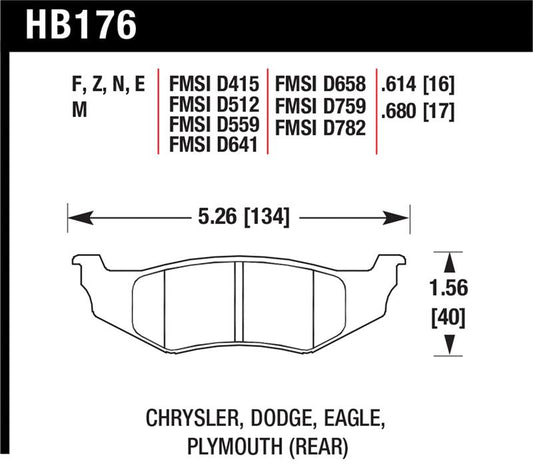 Hawk SRT4 HP+ Street Rear Brake Pads