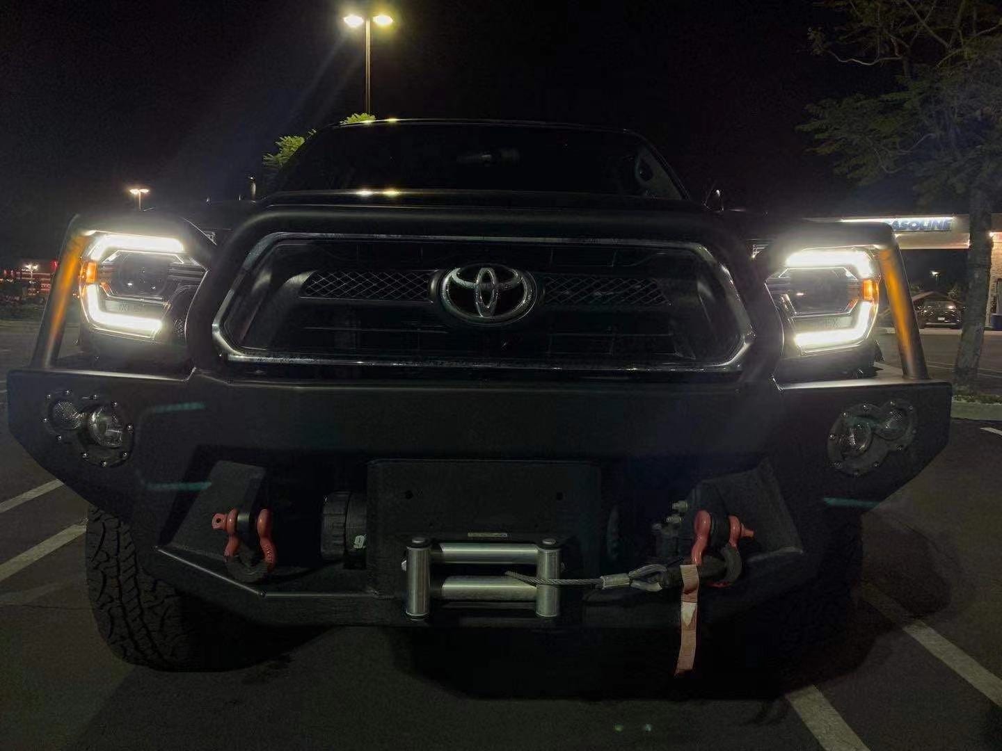 AlphaRex 12-15 Toyota Tacoma LUXX LED Projector Headlights Plank Style Black w/DRL