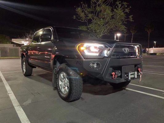 AlphaRex 12-15 Toyota Tacoma PRO-Series Projector Headlights Plank Style Alpha Black w/DRL