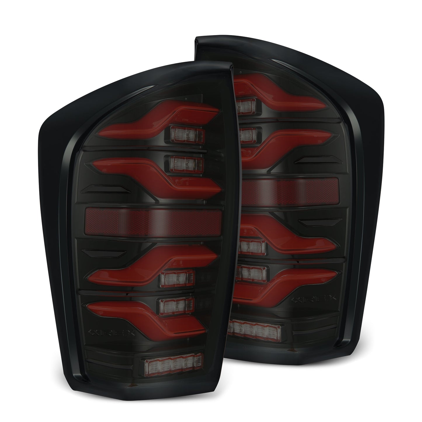 AlphaRex 16-21 Toyota Tacoma LUXX LED Taillights Blk/Red w/Activ Light/Seq Signal