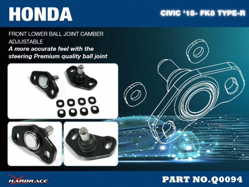 Hardrace Front Lower Camber Adjustable Adjuster Honda Civic Type-R 2017-2022 FK8/2022+ FL5