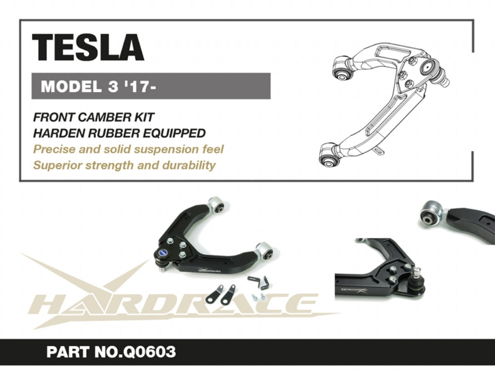 Hardrace Hardened Rubber Front Upper Camber Kit Tesla Model 3 17