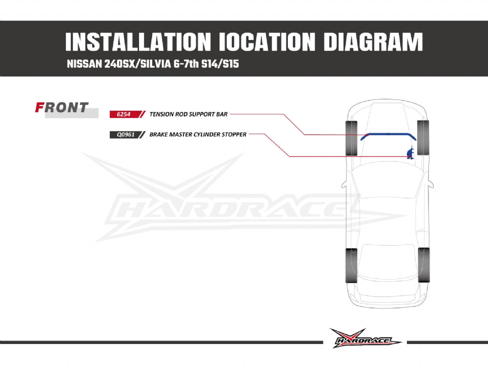 Hardrace Front Tension Rod Support Bar Nissan 240SX S13/S14/S15/Z32 Front Tension 1995-2002