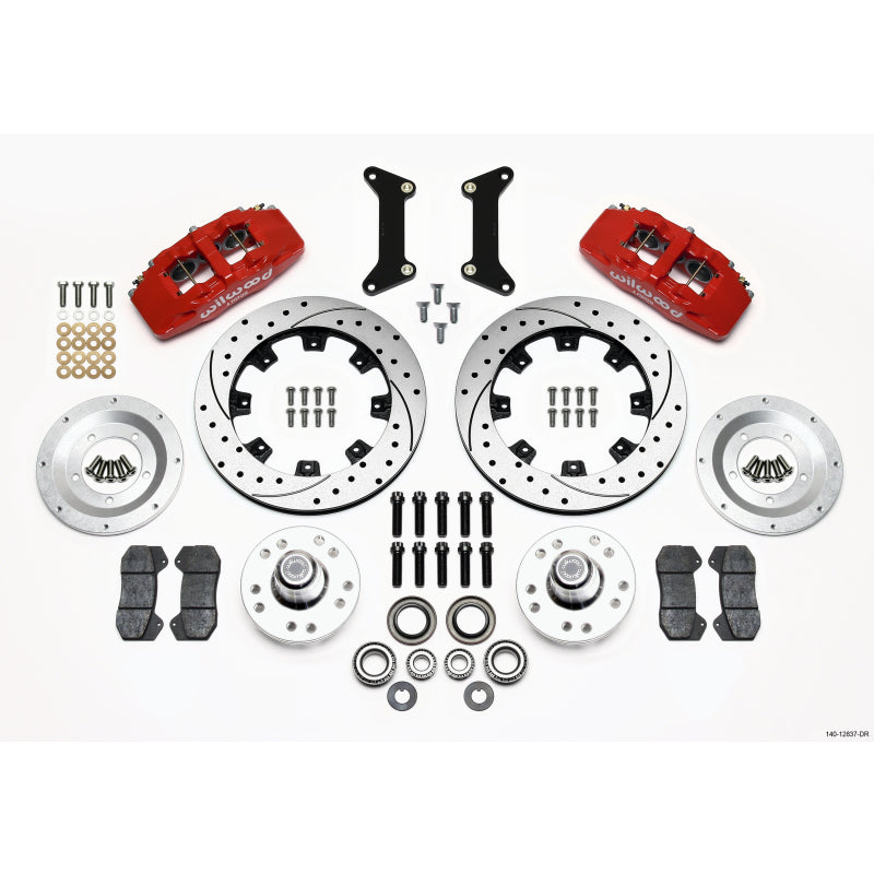 Wilwood Dynapro 6 Front Hub Kit 12.19in Drilled Red 79-87 GM G Body