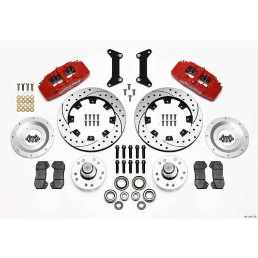 Wilwood Dynapro 6 Front Hub Kit 12.19in Drilled Red 79-87 GM G Body