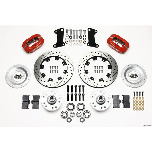Wilwood Forged Dynalite Front Kit 12.19in Drilled Red 67-69 Camaro 64-72 Nova Chevelle