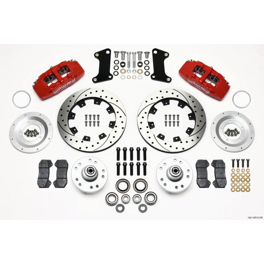 Wilwood Dynapro 6 Front Hub Kit 12.19in Drilled Red 67-69 Camaro (*Line Kit Needed*)