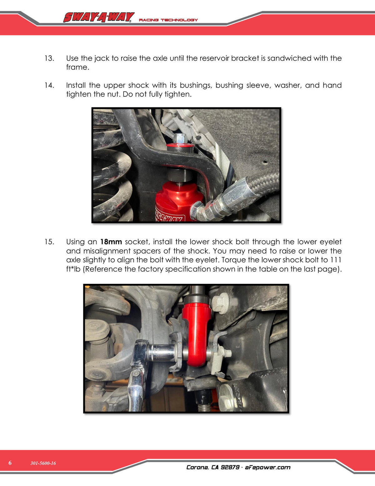 aFe Sway-A-Way 2.5 Front Shock Kit w/ Remote Reservoirs for 4-6 IN Lifts Ford F-250/F-350 17-24 4WD