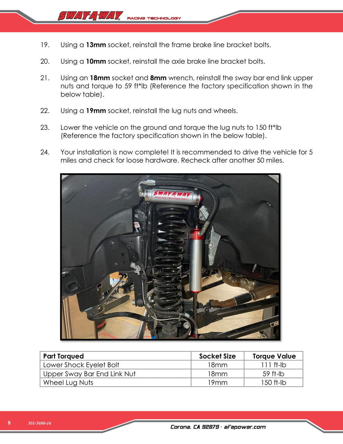aFe Sway-A-Way 2.5 Front Shock Kit w/ Remote Reservoirs for 4-6 IN Lifts Ford F-250/F-350 17-24 4WD