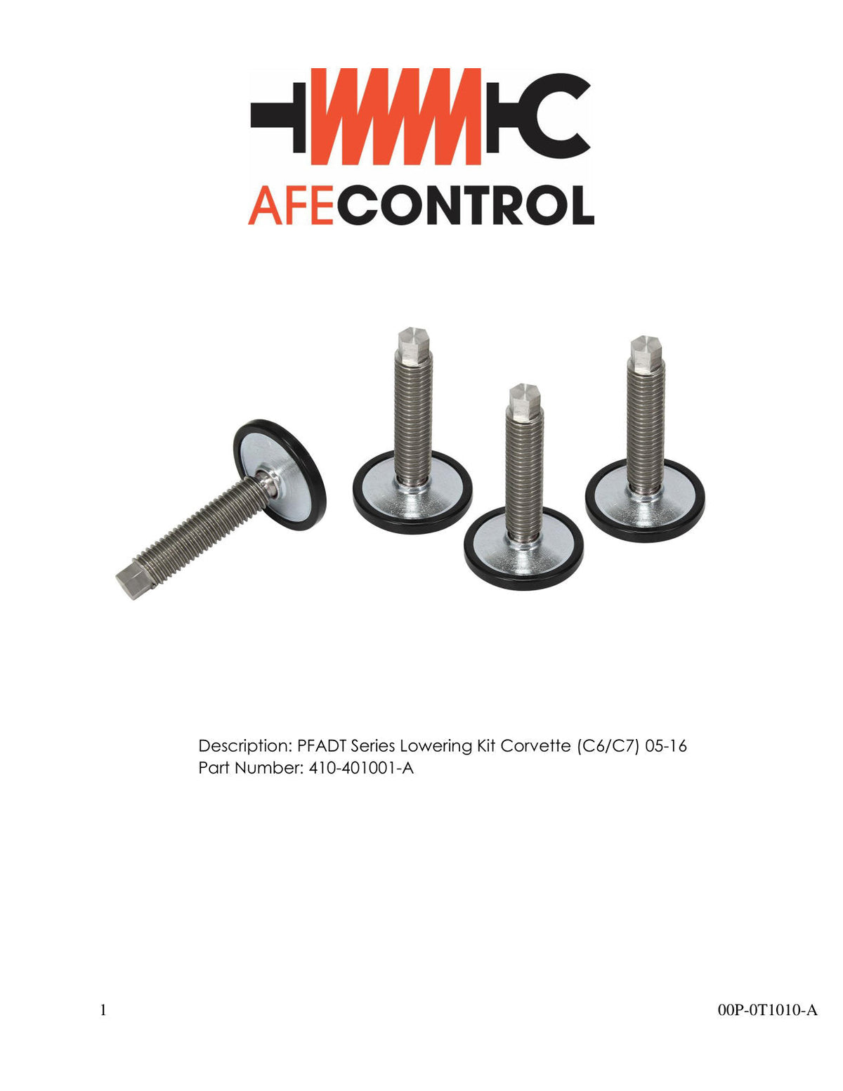 aFe Control PFADT Series Lowering Kit; Chevrolet Corvette (C6/C7) 05-15