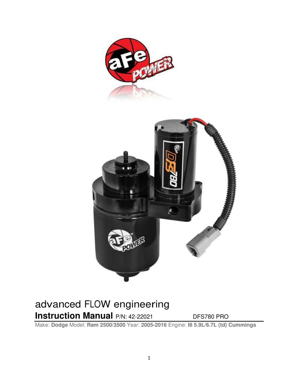 aFe DFS780 Fuel Pump Pro Series 03-07 Dodge Diesel Trucks L6 5.9L