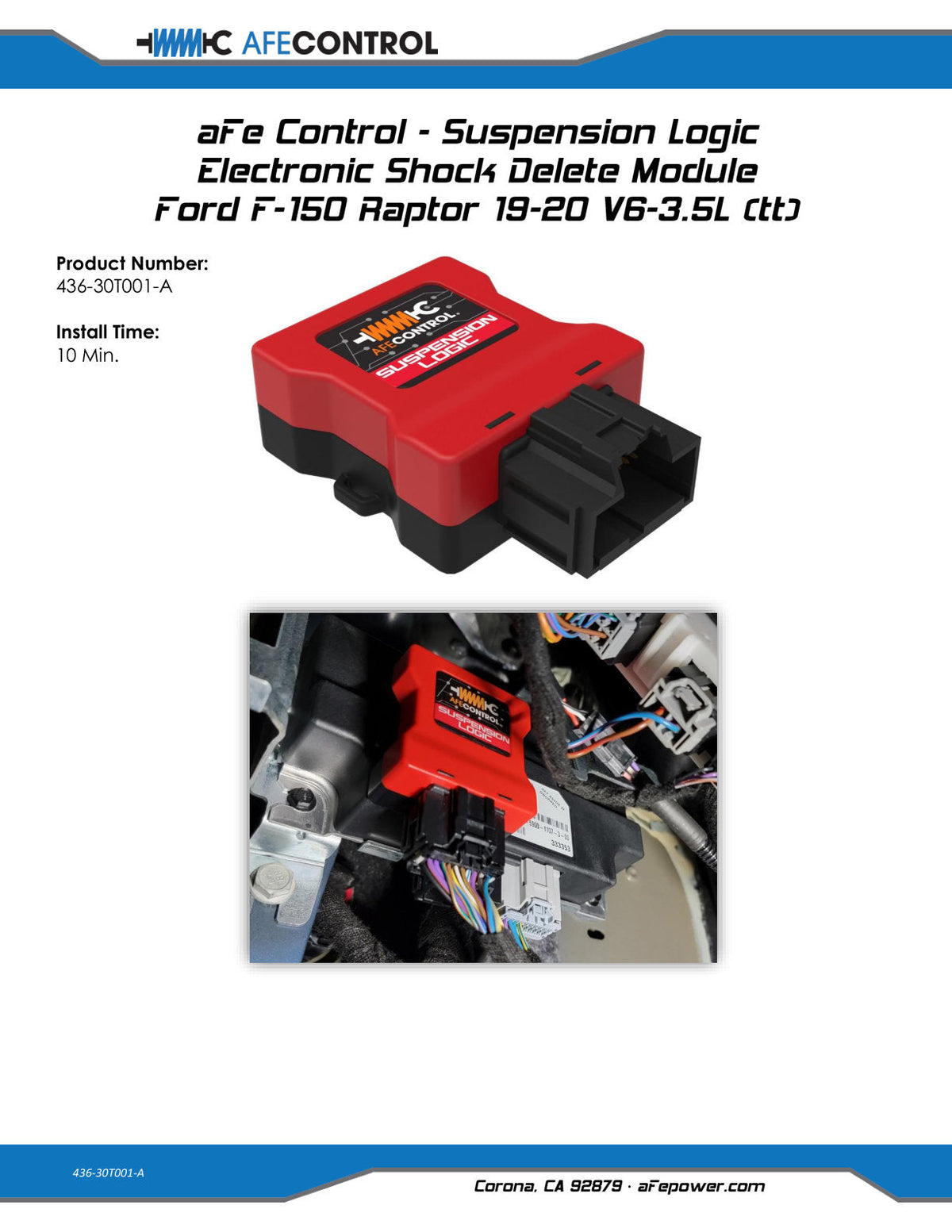 aFe 19-20 Ford F150 Raptor V6 3.5L Suspension Logic Electronic Shock Delete Module