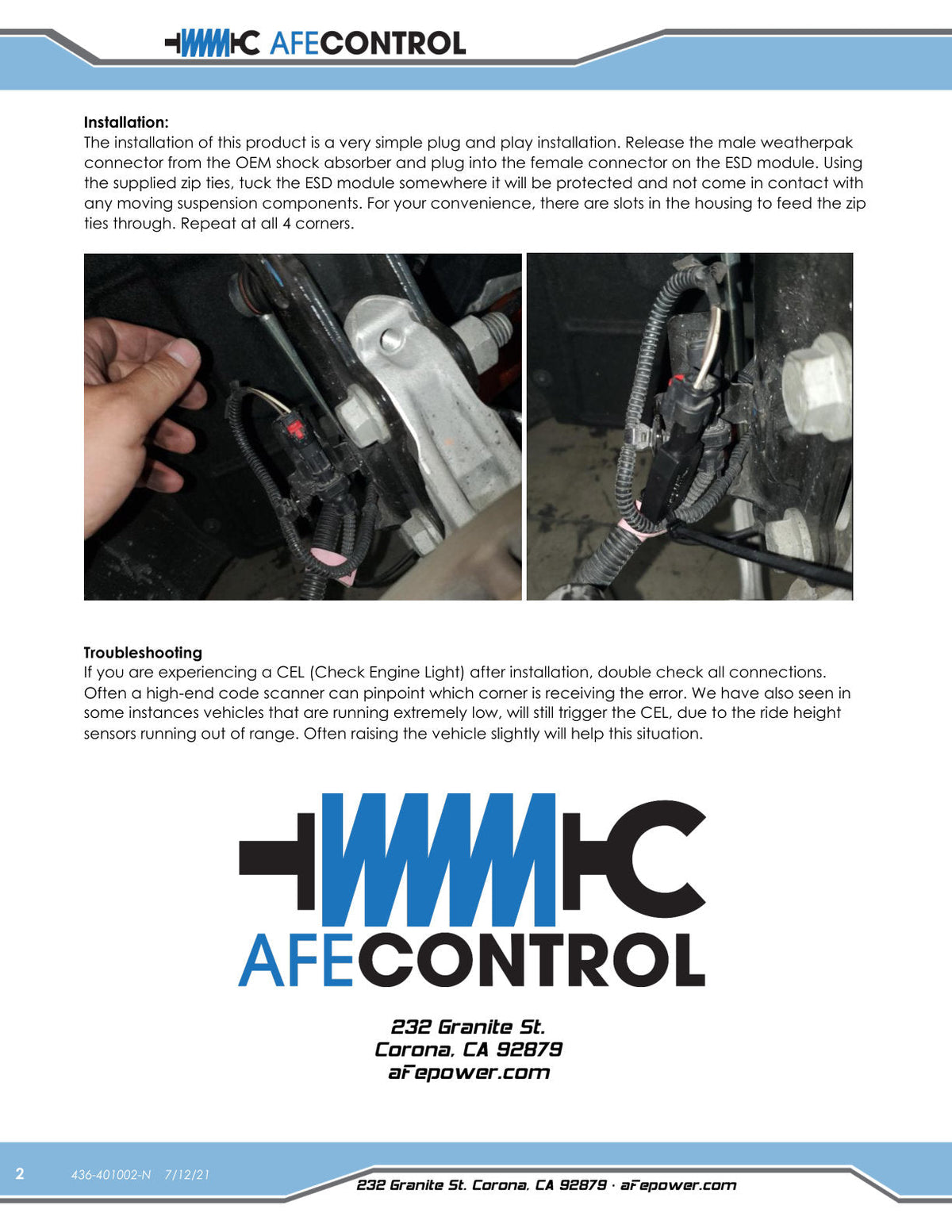 aFe Suspension Logic Electronic Shock Modules w/ Small Connector 14-19 Chevrolet Corvette (C7)