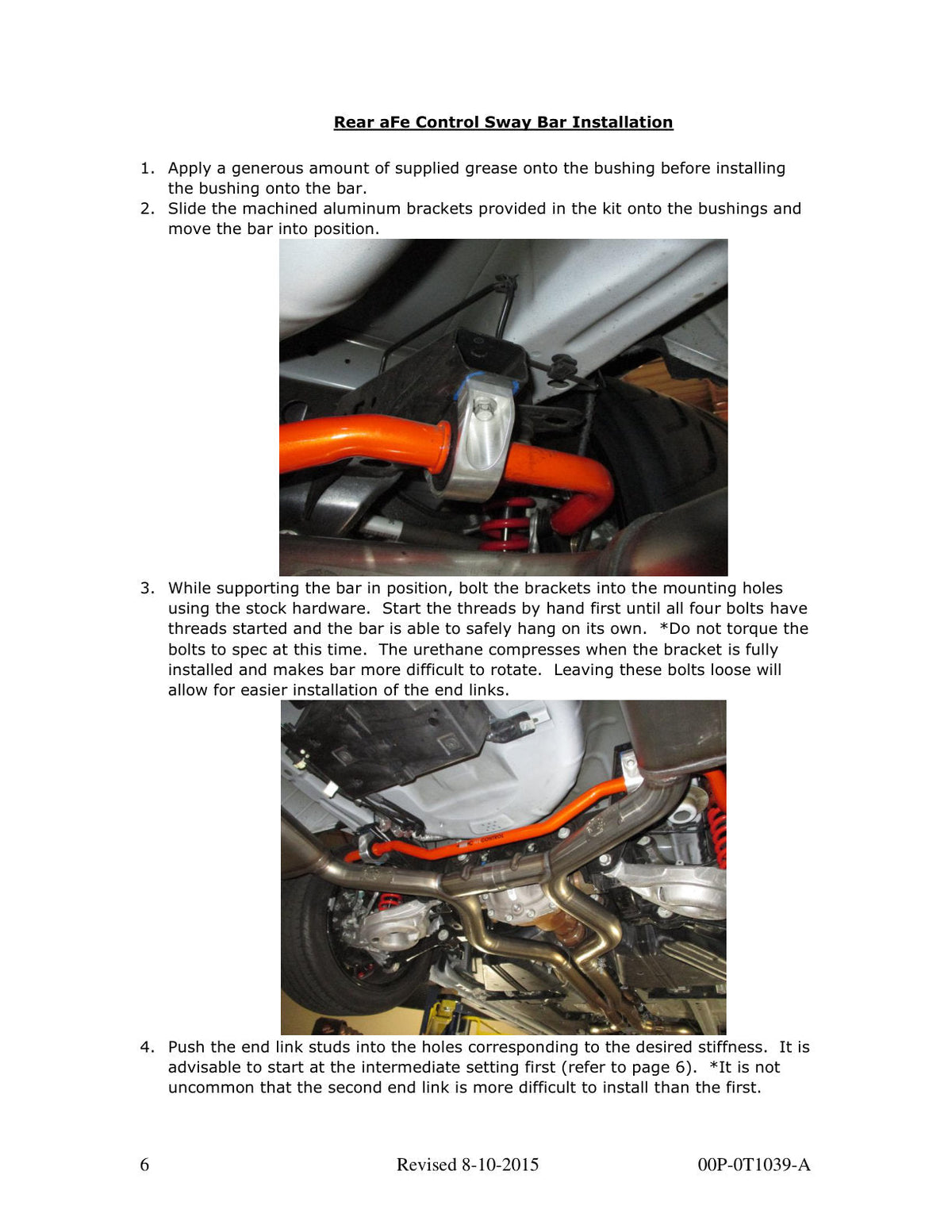 aFe Control Rear Sway Bar 2015 Ford Mustang (S550)