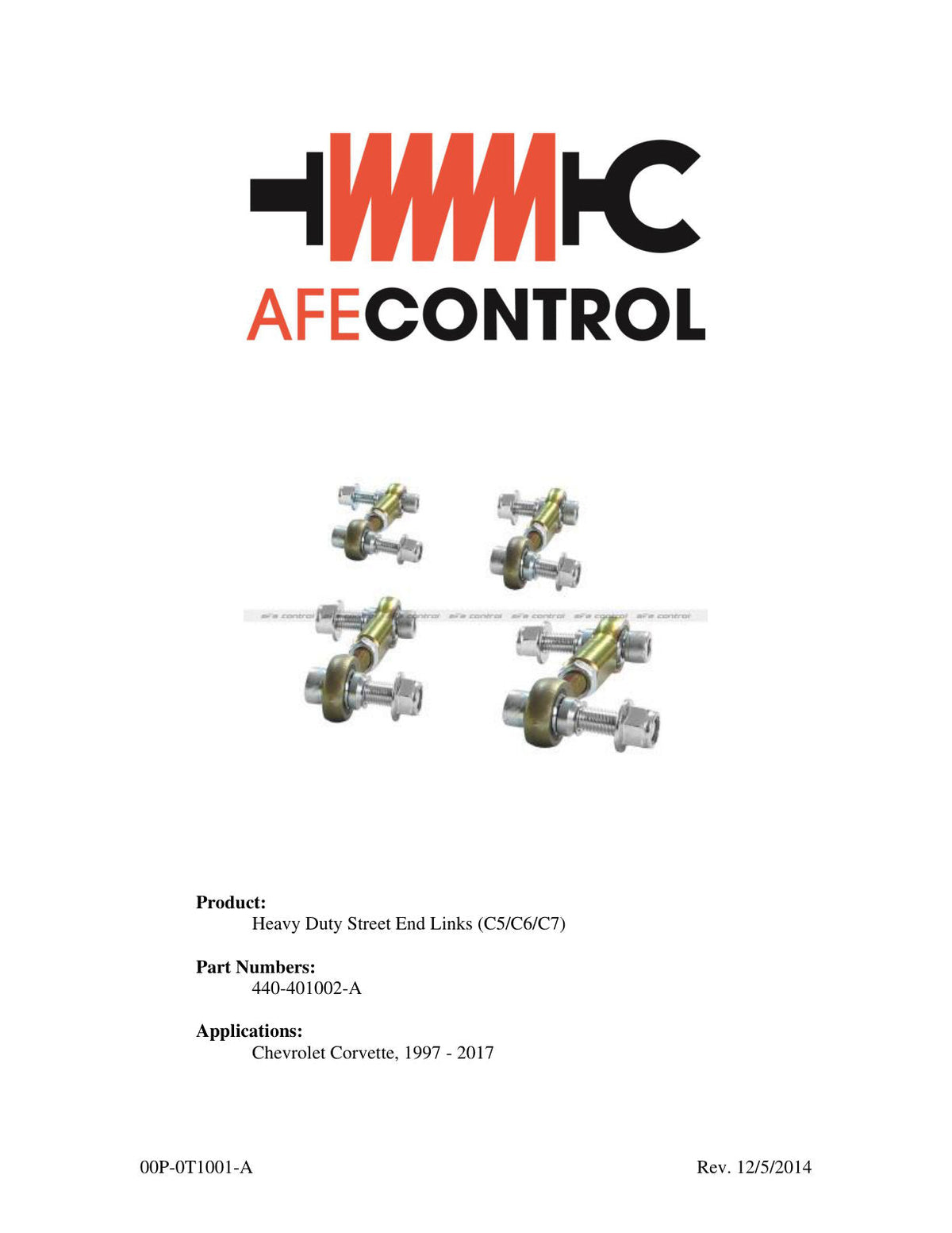 aFe Control PFADT Series Heavy Duty Street End Links Set; Chevrolet Corvette (C5/C6/C7) 97-15