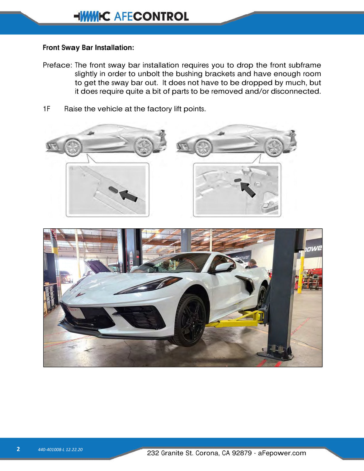aFe 2020 Chevrolet Corvette C8 Control 3-Way Adjustable Front Sway Bar