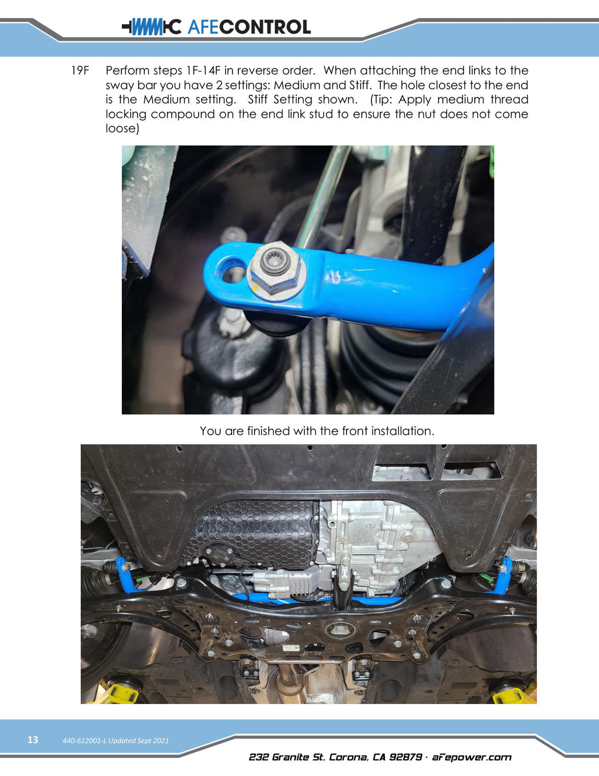 aFe 15-19 Volkswagen Golf R (MK7) L4-2.0L (t) CONTROL Series Sway Bar Set - Blue