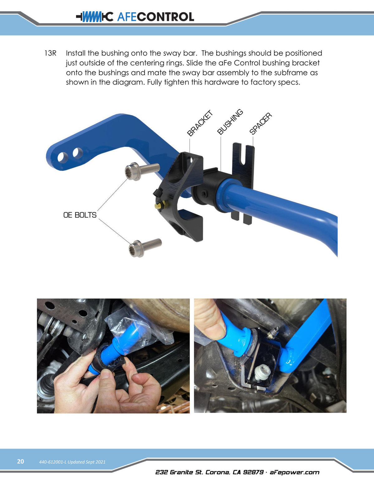 aFe 15-19 Volkswagen Golf R (MK7) L4-2.0L (t) CONTROL Series Front Sway Bar - Blue