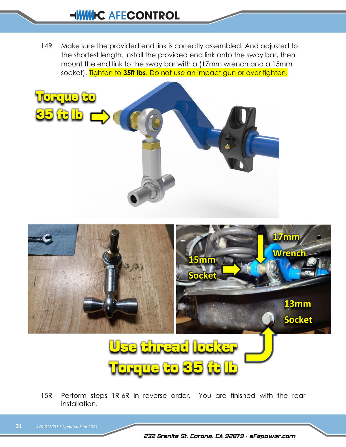 aFe 15-19 Volkswagen Golf R (MK7) L4-2.0L (t) CONTROL Series Front Sway Bar - Blue