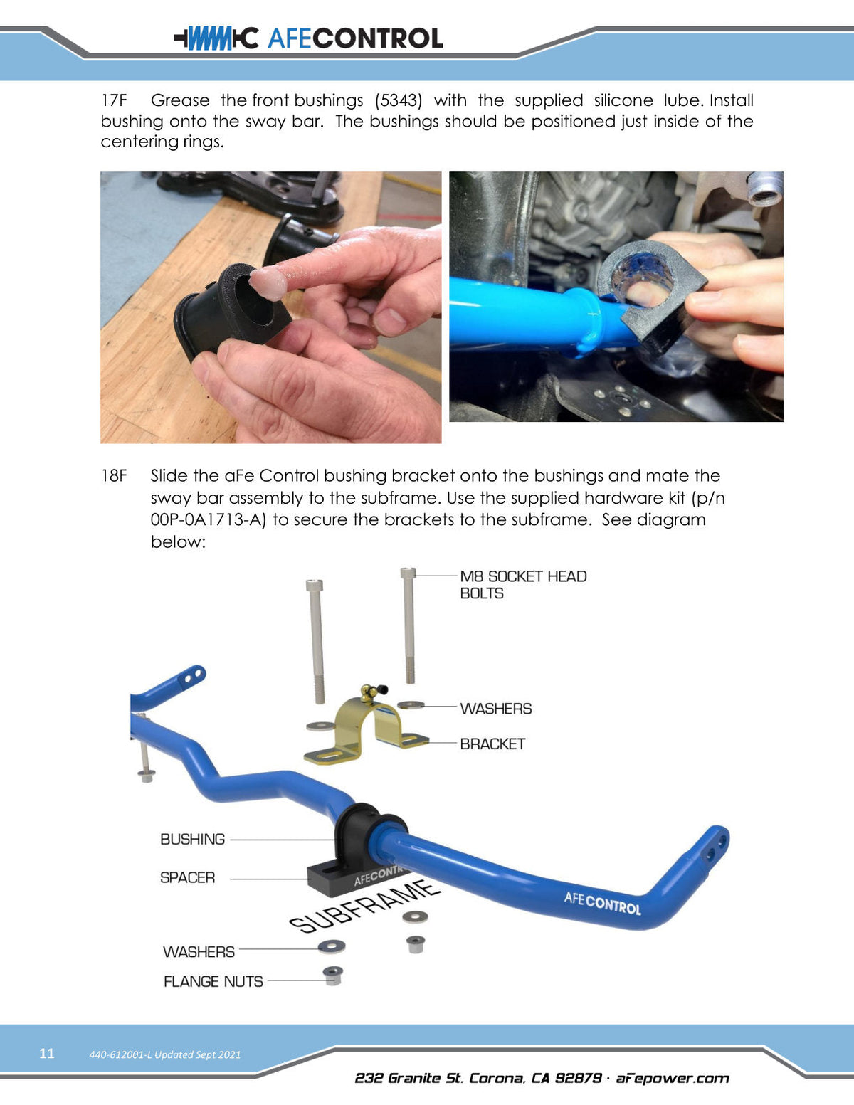 aFe 15-19 Volkswagen Golf R (MK7) L4-2.0L (t) CONTROL Series Rear Sway Bar - Blue