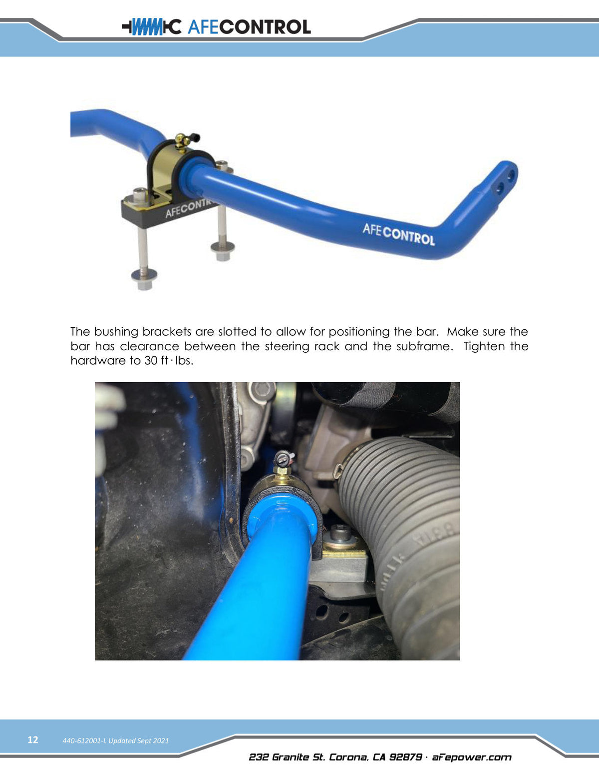 aFe 15-19 Volkswagen Golf R (MK7) L4-2.0L (t) CONTROL Series Rear Sway Bar - Blue