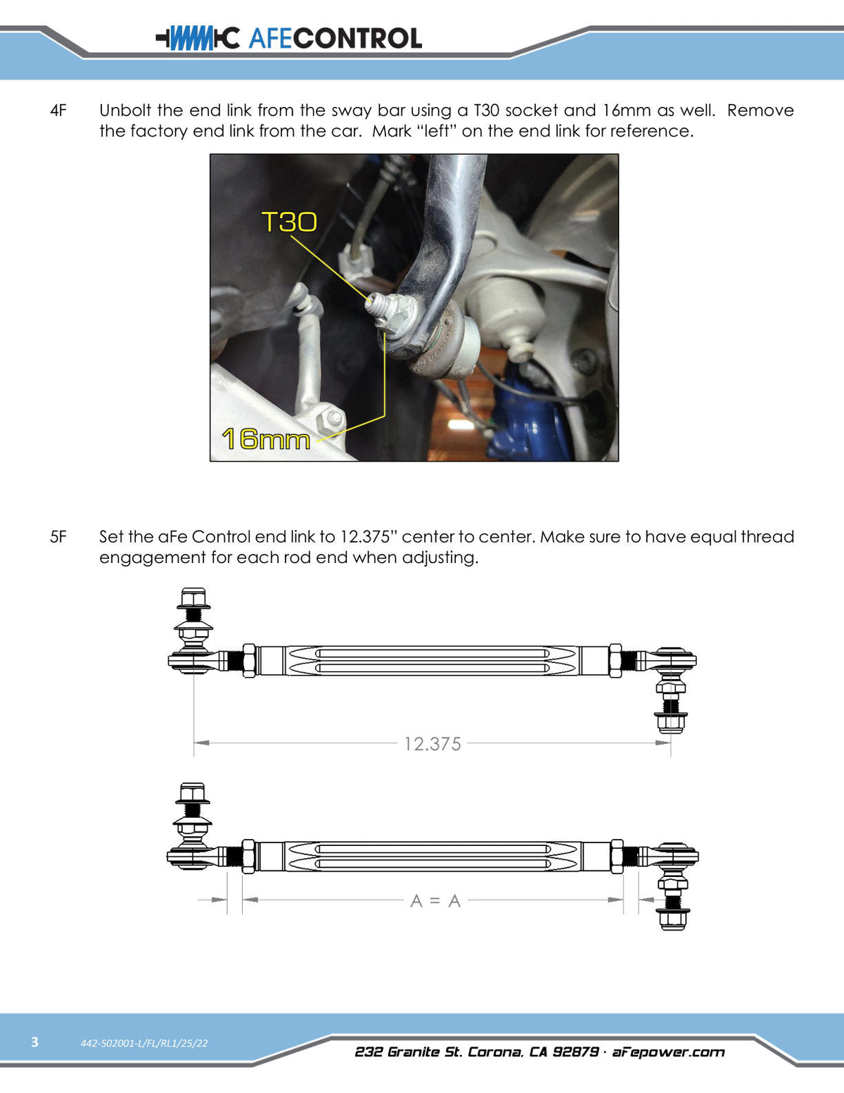 aFe Control 15-21 BMW M2 Adjustable Rear End Links
