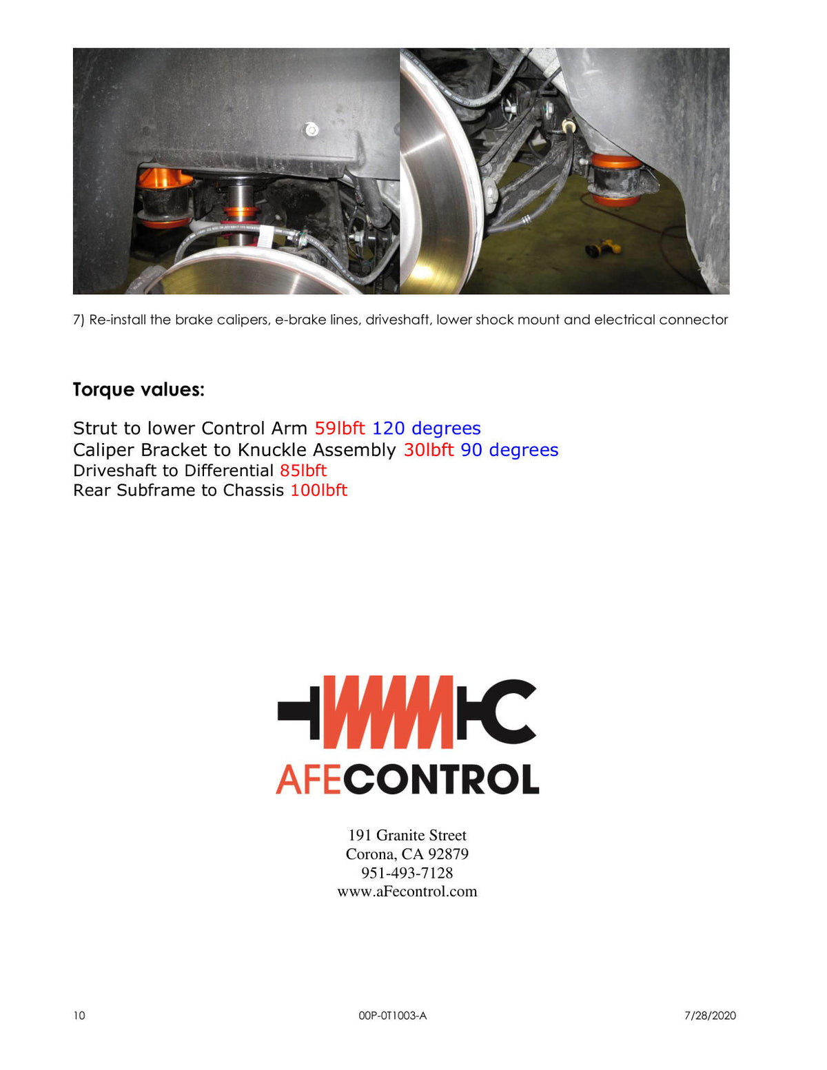 aFe Control PFADT Series Subframe Mount Set; Chevrolet Camaro 10-14 - Orange