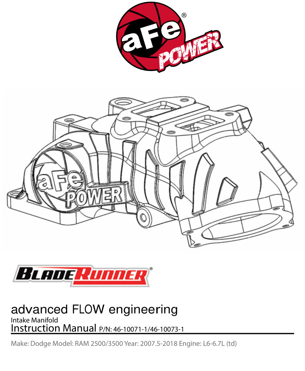 aFe Bladerunner Manifolds Intake Dodge Diesel Trucks 10-13 L6-6.7L (td) with Gaskets