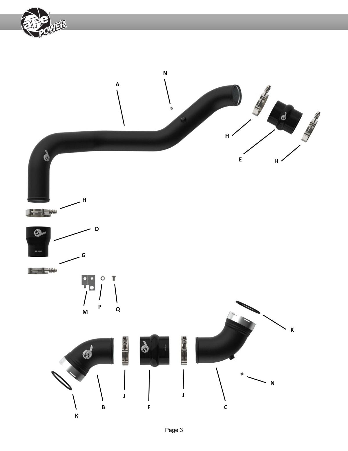 aFe 06-10 GM Diesel Trucks V8 6.6L BladeRunner Aluminum Hot & Cold Charge Pipe Kit - Black