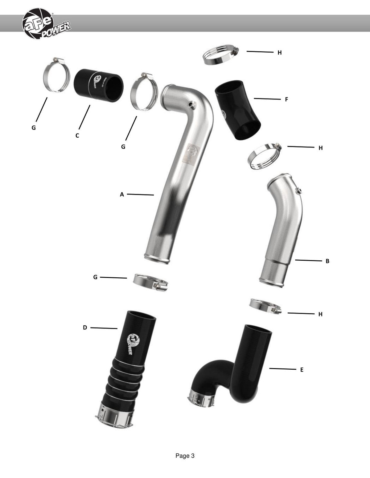 aFe 16-20 GM Colorado/Canyon L4-2.8L (td) BladeRunner 2in & 2.5in SS Hot & Cold Charge Pipe Kit