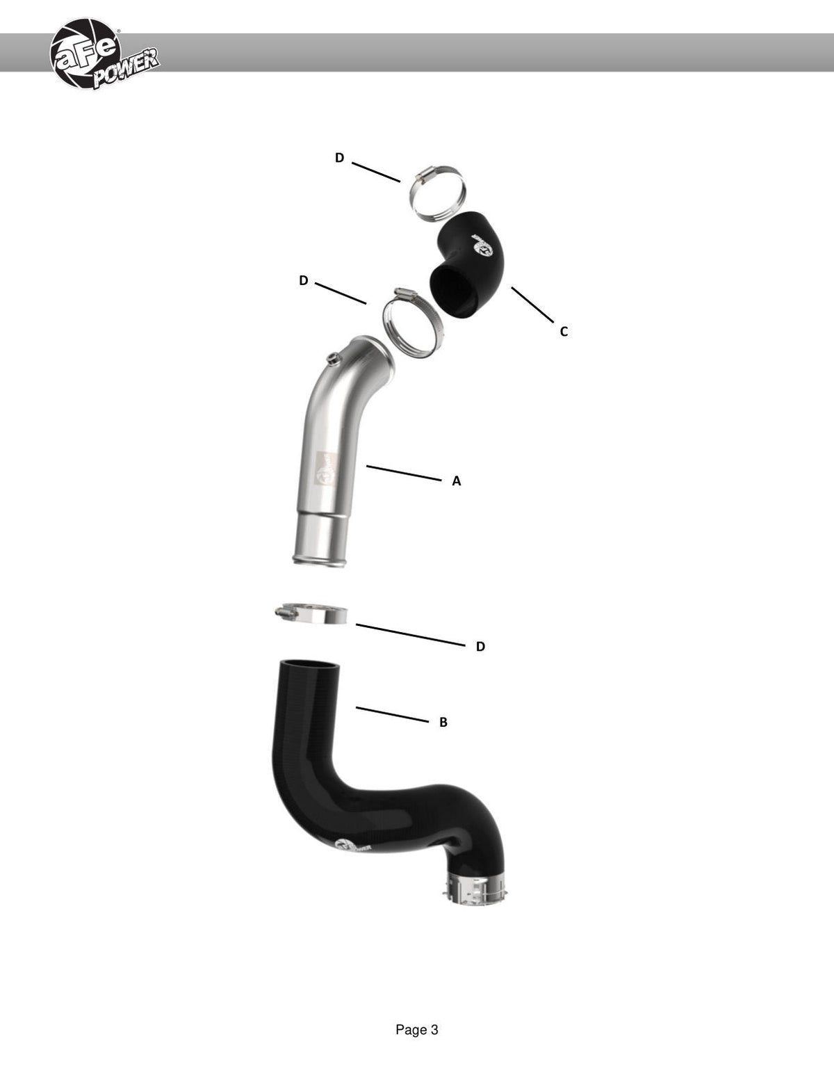 aFe 16-20 GM Colorado/Canyon L4-2.8L (td) BladeRunner 2.5in Stainless Steel Cold Charge Pipe