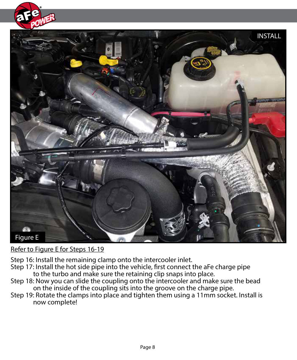 aFe Bladerunner 3in Intercooler Hot Side Tube for 2017 Ford Diesel Trucks V8-6.7L (td)